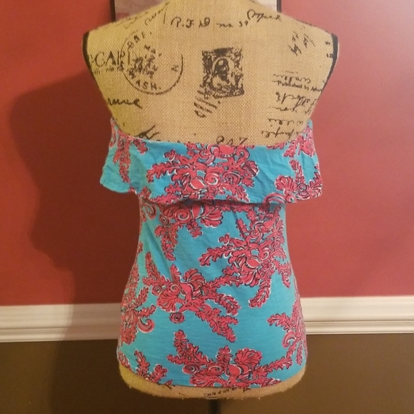 Lilly Pulitzer Strapless Ruffle Top Size Xsmall - Picture 5 of 8